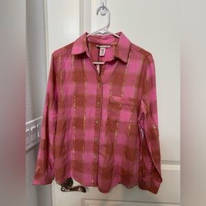 Victoria's Secret Pink Plaid Button Down Women’s Top NWT